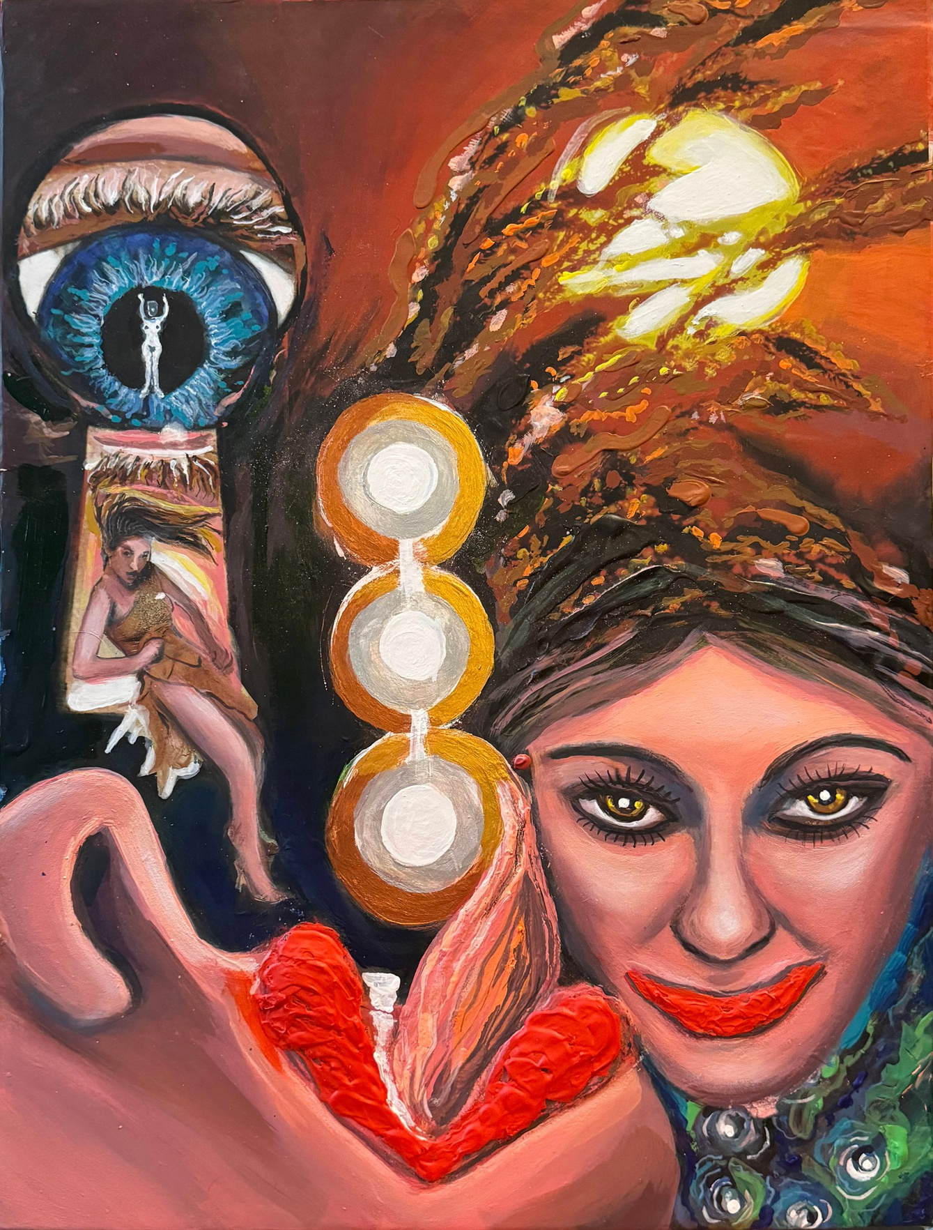 V orgasmu akryl na desce dřevo