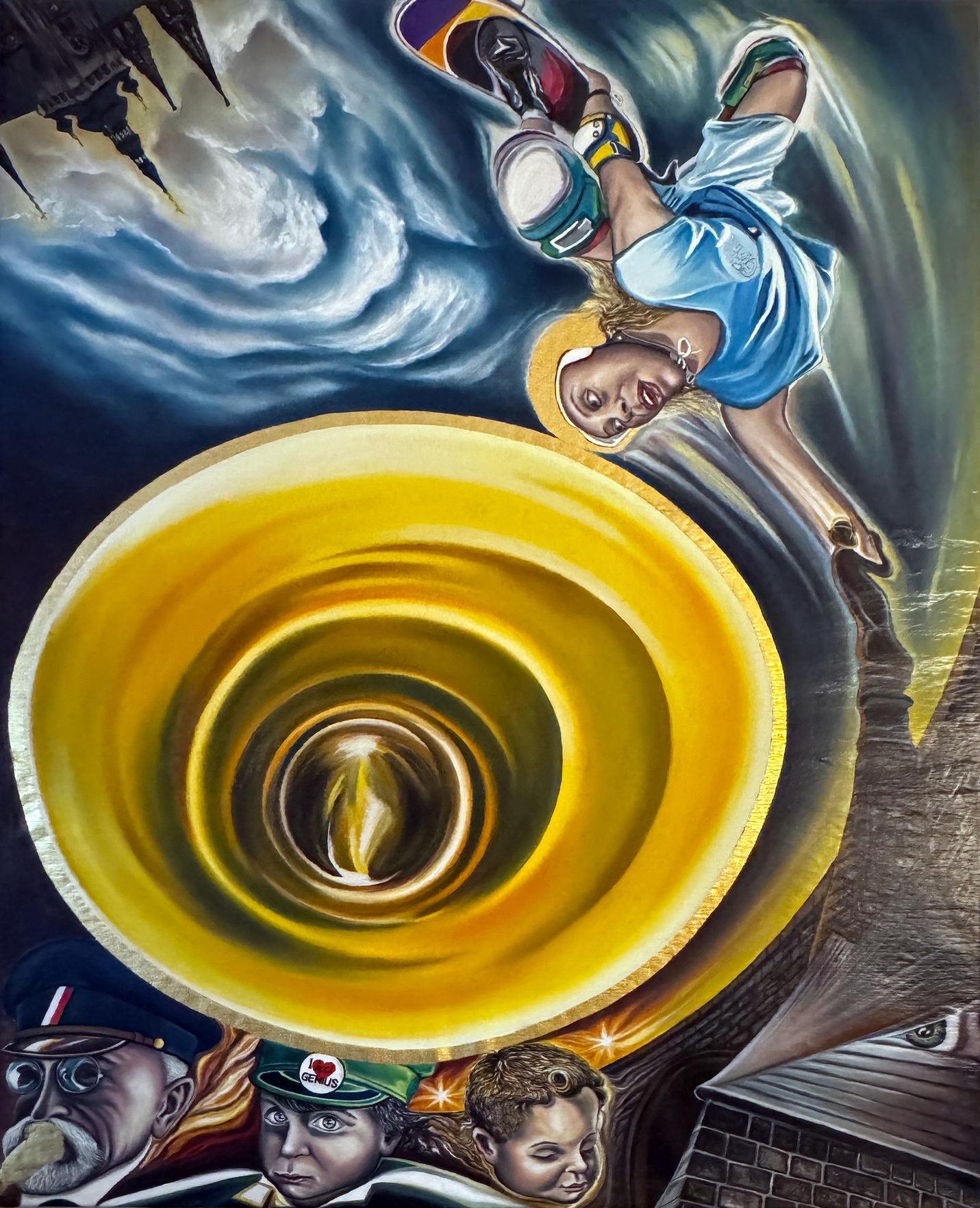 Oslava Géwia olej na plátně